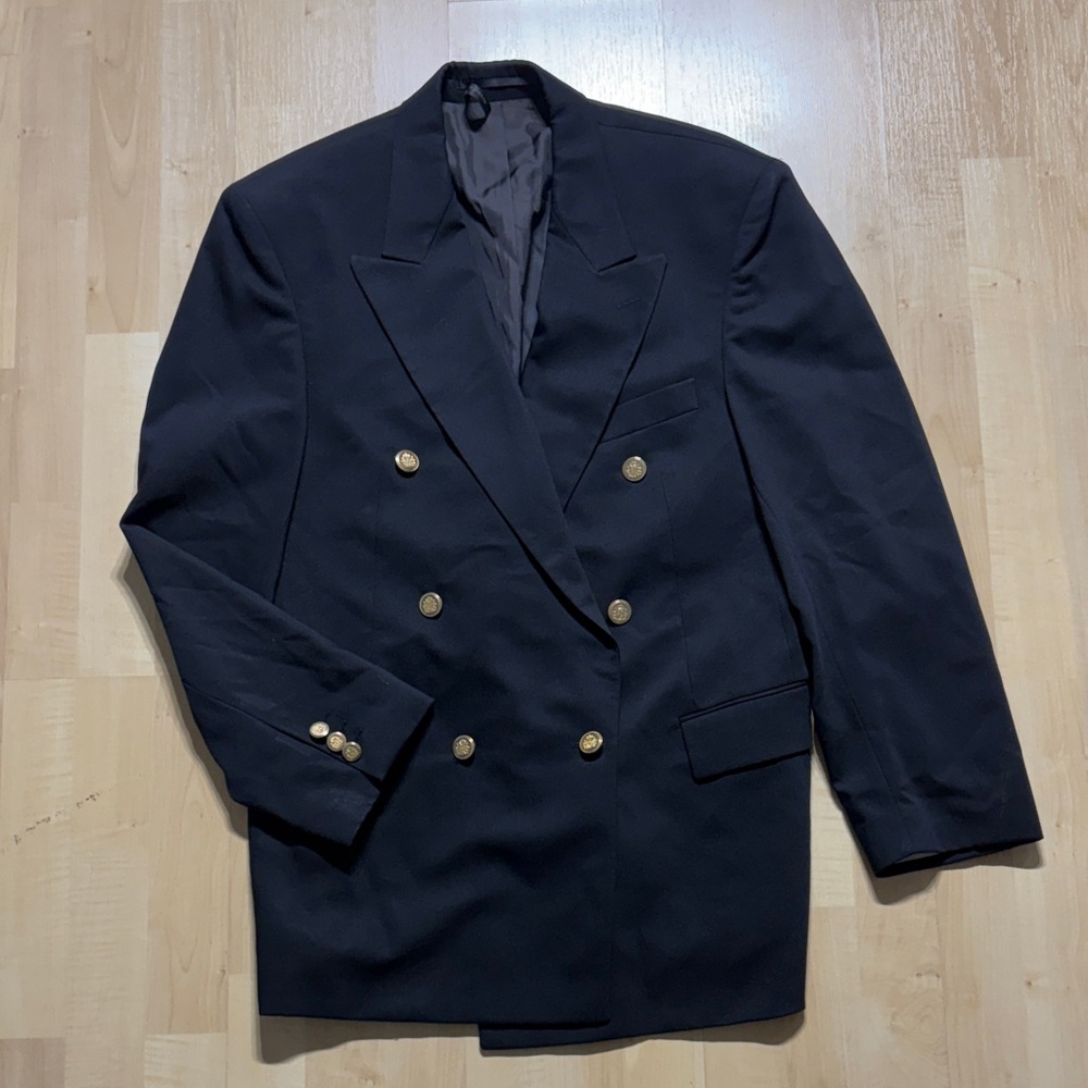Ferrini Black Double-Breasted Jacket with Gold Buttons